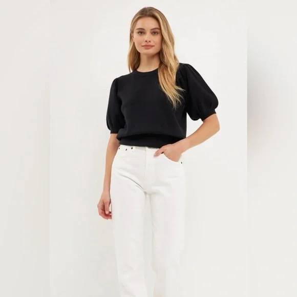 English Factory Black Puff Sleeve Top 🖤 fits L / XL - Picture 5 of 8